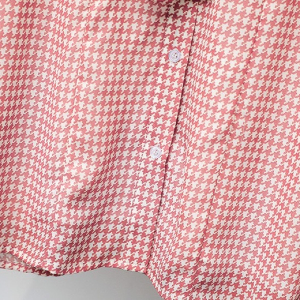 French Red Houndstood Set: Shirt + Skirt - Picture 7 of 8
